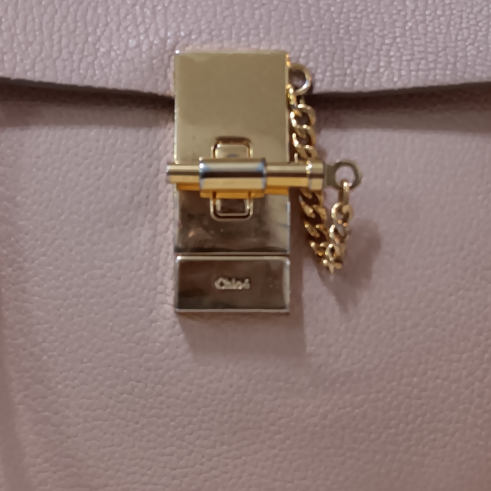 Chloé Drew Small Cement Pink Grained Lambskin Crossbody Bag ✨ - Picture 10 of 17